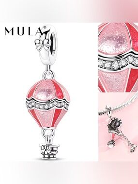 Pink Hot Air Balloon Charm Pendant